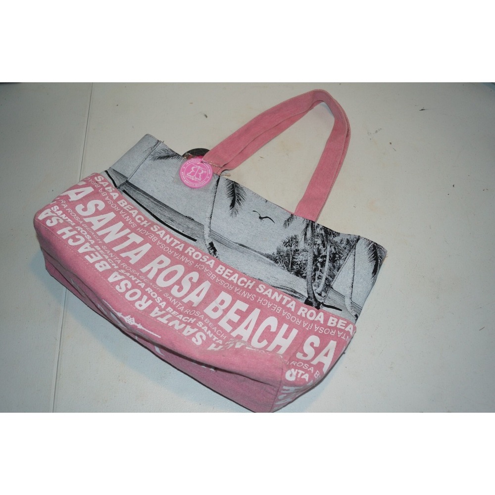Robin Ruth Santa Rosa Beach Pink black Graphic Tote Purse Zipper